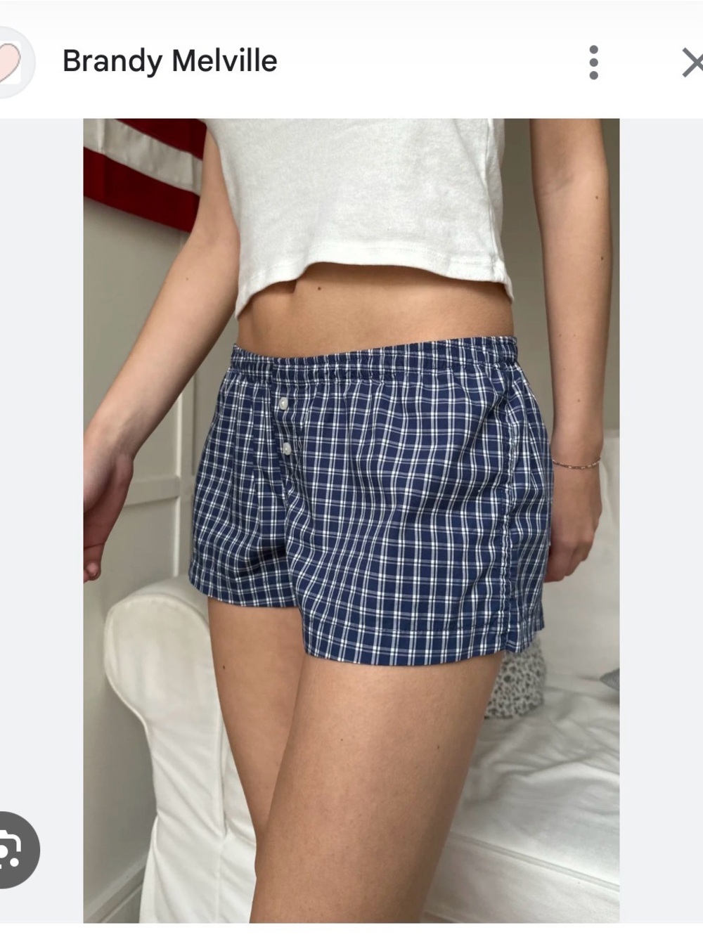 Brandy Melville Blue Plaid Cotton Athletic Lounge Shorts